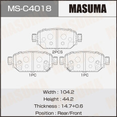 Колодки тормозные дисковые Masuma, задние, комплект на ось (4 шт), арт. MS-C4018