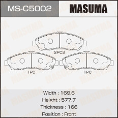 Колодки тормозные дисковые Masuma, передние, комплект на ось (4 шт), арт. MS-C5002