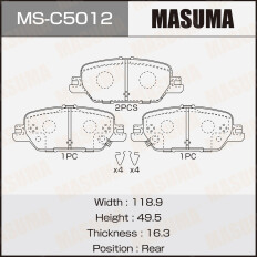 Колодки тормозные дисковые Masuma, задние, комплект на ось (4 шт), арт. MS-C5012