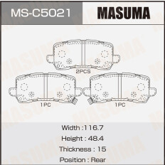 Колодки тормозные дисковые Masuma, передние, для Honda Legend, комплект на ось (4 шт), арт. MS-C5021