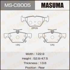 Колодки тормозные дисковые Masuma задние, комплект на ось (4 шт), арт. MS-C8005A