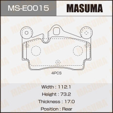 Колодки тормозные дисковые Masuma задние, комплект на ось (4 шт), арт. MS-E0015