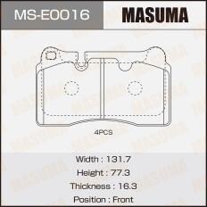 Колодки тормозные дисковые Masuma передние, комплект на ось (4 шт), арт. MS-E0016