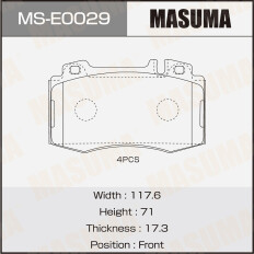 Колодки тормозные дисковые Masuma, передние, комплект на ось (4 шт), арт. MS-E0029