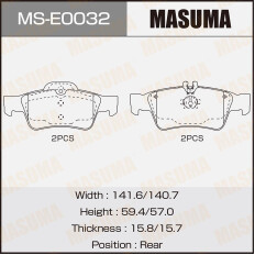 Колодки тормозные дисковые Masuma задние, комплект на ось (4 шт), арт. MS-E0032