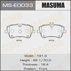 Колодки тормозные дисковые Masuma передние, комплект на ось (4 шт), арт. MS-E0033