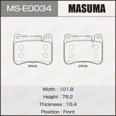Колодки тормозные дисковые Masuma задние, комплект на ось (4 шт), арт. MS-E0034