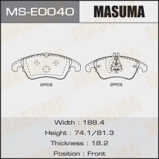 Колодки тормозные дисковые Masuma передние, комплект на ось (4 шт), арт. MS-E0040