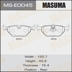 Колодки тормозные дисковые Masuma задние, комплект на ось (4 шт), арт. MS-E0045