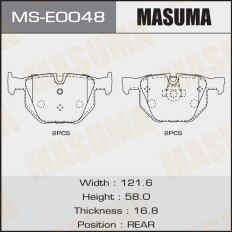Колодки тормозные дисковые Masuma задние, комплект на ось (4 шт), арт. MS-E0048