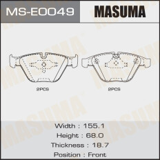 Колодки тормозные дисковые Masuma передние, комплект на ось (4 шт), арт. MS-E0049
