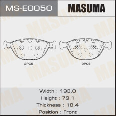 Колодки тормозные дисковые Masuma передние, комплект на ось (4 шт), арт. MS-E0050