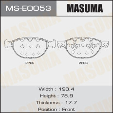 Колодки тормозные дисковые Masuma передние, комплект на ось (4 шт), арт. MS-E0053