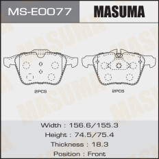 Колодки тормозные дисковые Masuma передние, комплект на ось (4 шт), арт. MS-E0077