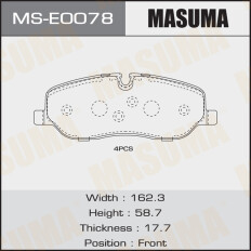 Колодки тормозные дисковые Masuma передние, комплект на ось (4 шт), арт. MS-E0078