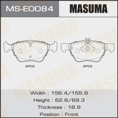 Колодки тормозные дисковые Masuma передние, комплект на ось (4 шт), арт. MS-E0084
