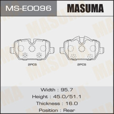 Колодки тормозные дисковые Masuma задние, комплект на ось (4 шт), арт. MS-E0096