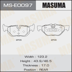 Колодки тормозные дисковые Masuma задние, комплект на ось (4 шт), арт. MS-E0097