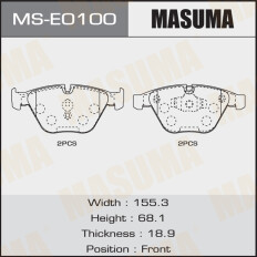 Колодки тормозные дисковые Masuma передние, комплект на ось (4 шт), арт. MS-E0100