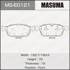 Колодки тормозные дисковые Masuma, передние, комплект на ось (4 шт), арт. MS-E0121