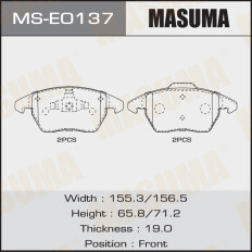 Колодки тормозные дисковые Masuma передние, комплект на ось (4 шт), арт. MS-E0137