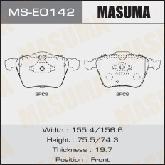Колодки тормозные дисковые Masuma передние, комплект на ось (4 шт), арт. MS-E0142