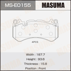 Колодки тормозные дисковые Masuma, передние, комплект на ось (4 шт), арт. MS-E0155