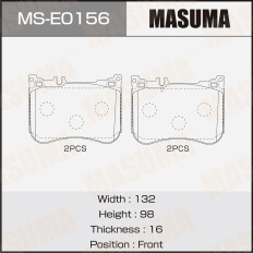 Колодки тормозные дисковые Masuma, передние, комплект на ось (4 шт), арт. MS-E0156