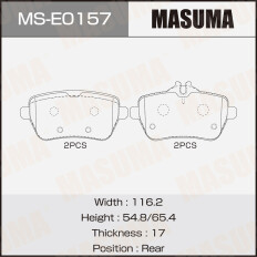 Колодки тормозные дисковые Masuma, задние, комплект на ось (4 шт), арт. MS-E0157