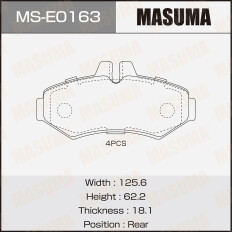 Колодки тормозные дисковые Masuma, задние, для Mercedes-Benz W463, комплект на ось (4 шт), арт. MS-E0163