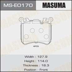 Колодки тормозные дисковые Masuma передние, комплект на ось (4 шт), арт. MS-E0170