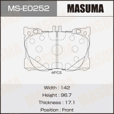 Колодки тормозные дисковые Masuma, передние, для Mercedes-Benz W213 / C238 / C253 / C257 / X253, комплект на ось (4 шт), арт. MS-E0252