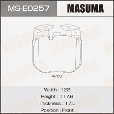 Колодки тормозные дисковые Masuma, передние, комплект на ось (4 шт), арт. MS-E0257