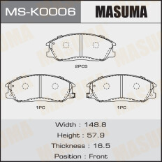 Колодки тормозные дисковые Masuma передние, комплект на ось (4 шт), арт. MS-K0006