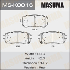 Колодки тормозные дисковые Masuma задние, комплект на ось (4 шт), арт. MS-K0016