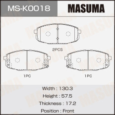 Колодки тормозные дисковые Masuma, передние, комплект на ось (4 шт), арт. MS-K0018