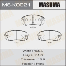Колодки тормозные дисковые Masuma передние, комплект на ось (4 шт), арт. MS-K0021