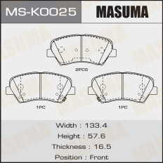 Колодки тормозные дисковые Masuma передние, комплект на ось (4 шт), арт. MS-K0025