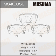 Колодки тормозные дисковые Masuma, задние, комплект на ось (4 шт), арт. MS-K0050