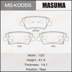 Колодки тормозные дисковые Masuma, передние, для Hyundai Solaris / Elantra, KIA Rio / Soul / Sportage, комплект на ось (4 шт), арт. MS-K0055