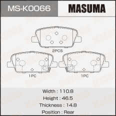 Колодки тормозные дисковые Masuma, задние, комплект на ось (4 шт), арт. MS-K0066