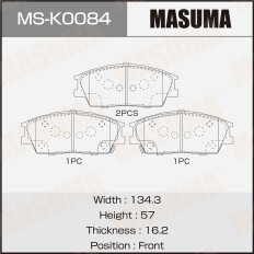 Колодки тормозные дисковые Masuma, передние, комплект на ось (4 шт), арт. MS-K0084