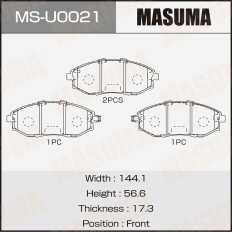 Колодки тормозные дисковые Masuma, задние, комплект на ось (4 шт), арт. MS-U0021
