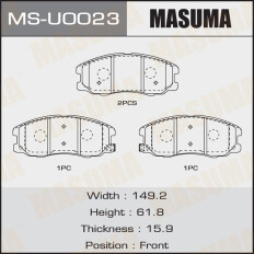 Колодки тормозные дисковые Masuma передние, комплект на ось (4 шт), арт. MS-U0023