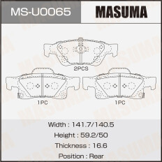 Колодки тормозные дисковые Masuma, задние, комплект на ось (4 шт), арт. MS-U0065