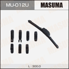 Щетка стеклоочистителя Masuma 300мм (12") бескаркасная, всесезонная, со спойлером, 8 переходников, 1 шт, арт. MU-012U