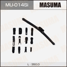 Щетка стеклоочистителя Masuma Silicone 350мм (14") бескаркасная, всесезонная, силиконовая, со спойлером, 13 переходников, 1 шт, арт. MU-014Si