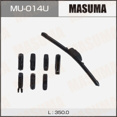Щетка стеклоочистителя Masuma 350мм (14") бескаркасная, всесезонная, со спойлером, 8 переходников, 1 шт, арт. MU-014U