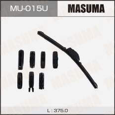 Щетка стеклоочистителя Masuma 375мм (15") бескаркасная, всесезонная, со спойлером, 8 переходников, 1 шт, арт. MU-015U