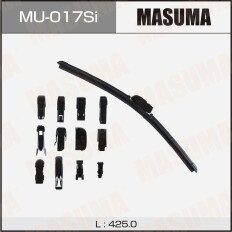 Щетка стеклоочистителя Masuma Silicone 425мм (17") бескаркасная, всесезонная, силиконовая, со спойлером, 13 переходников, 1 шт, арт. MU-017Si